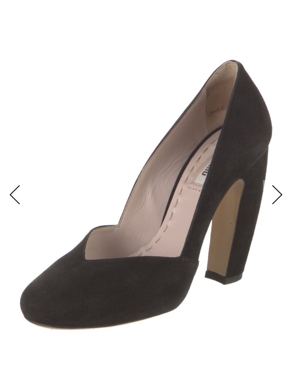 Miu Miu Black Suede Curved High Heel Pump - Picture 2 of 5